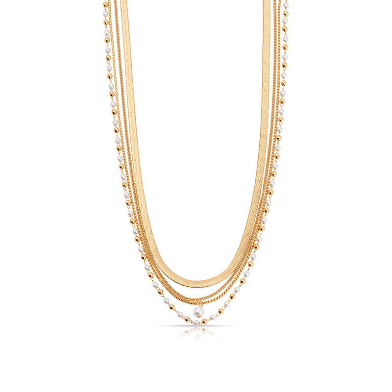 All the Chains Pearl Layered Necklace