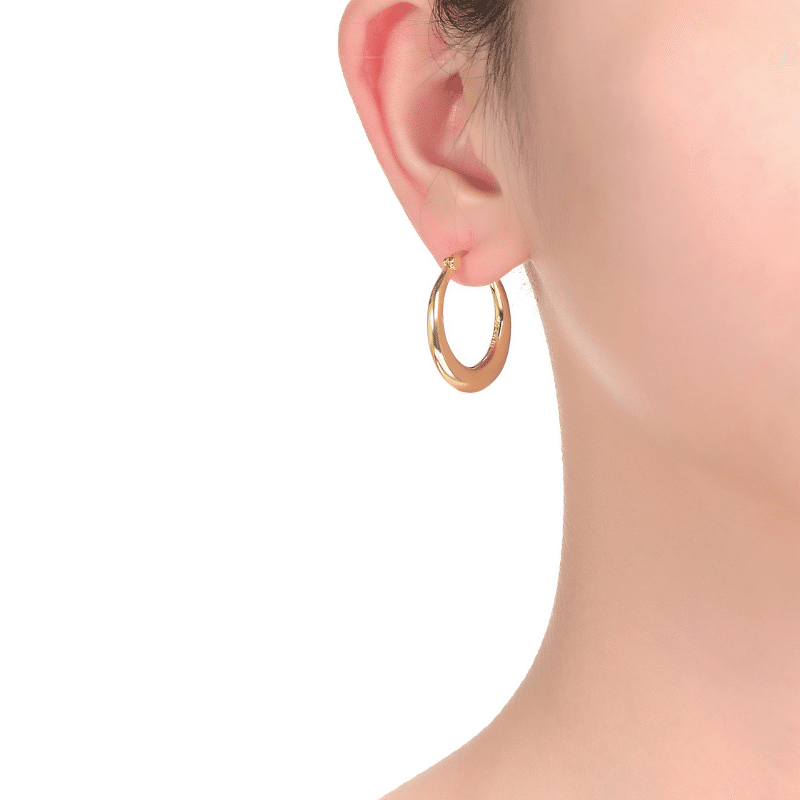 14K Gold Plated Large Hoop Earrings (Gold)