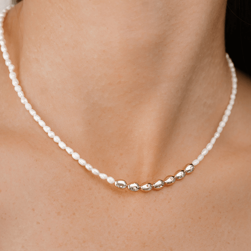 Freshwater Pearl Polished Pebble Necklace