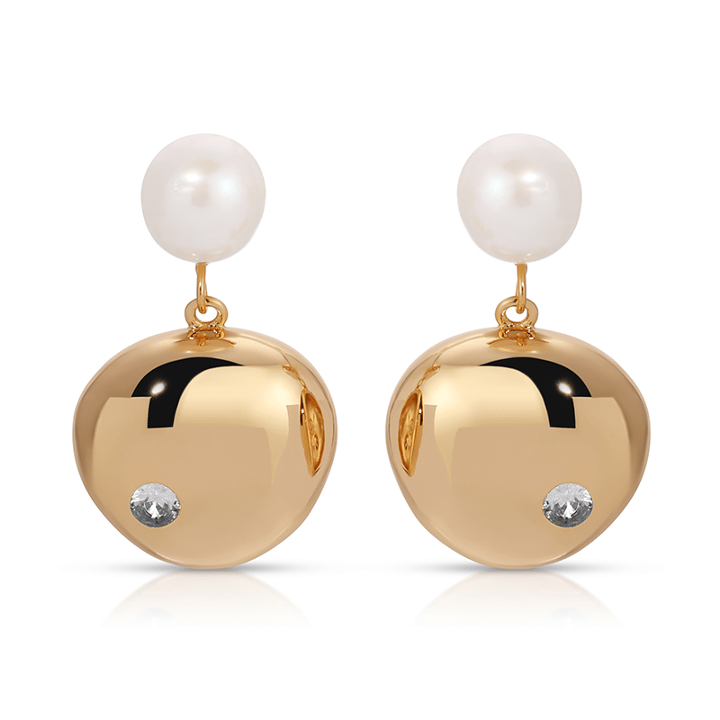 Large Pebble and Pearl Dangle Earrings