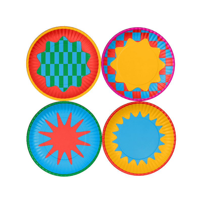 Melamine Dessert Plate Set, Colorblock