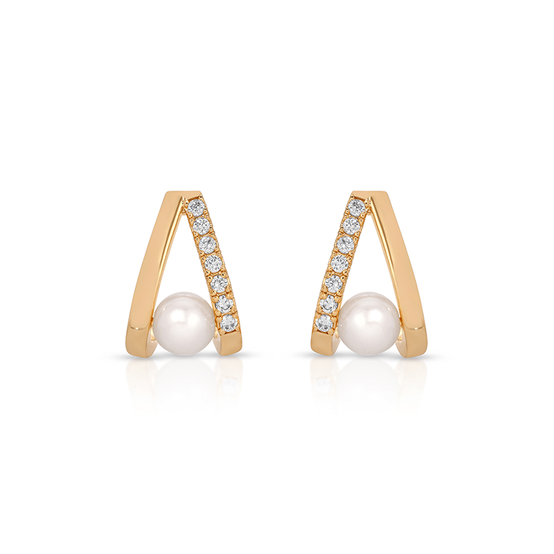Pave and Pearl Earrings