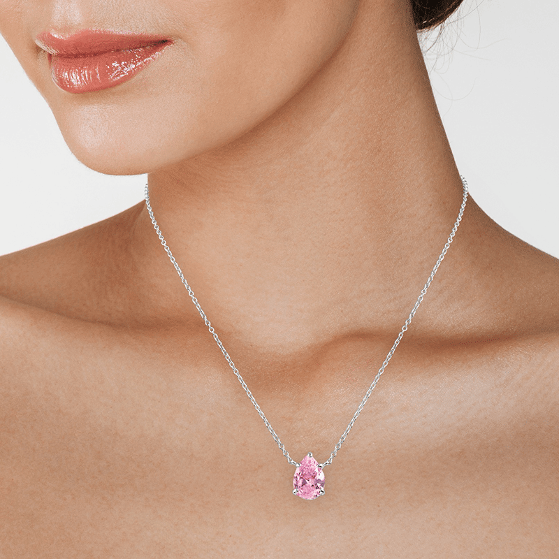 3 Cttw Pear Cz Drop Necklace 