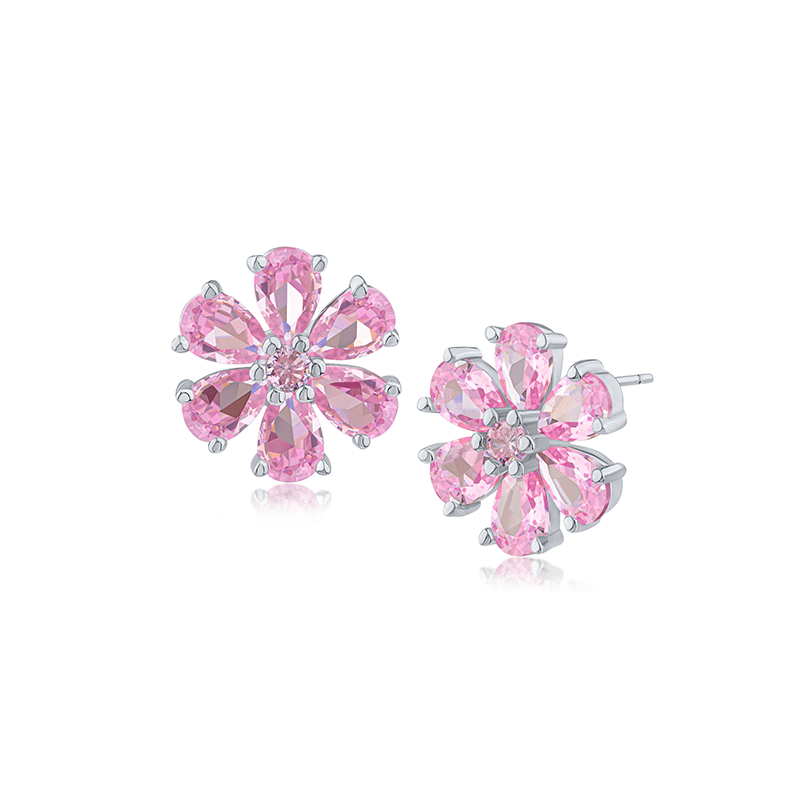 5 Cttw Pear Cz Floral Cluster Earrings