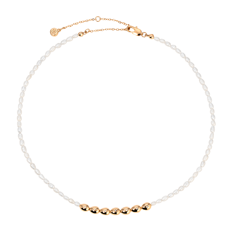 Freshwater Pearl Polished Pebble Necklace