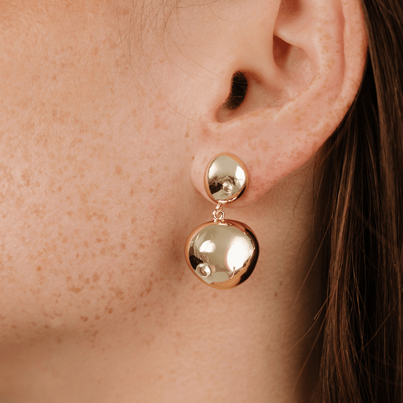 Polished Double Pebble Drop Earrings