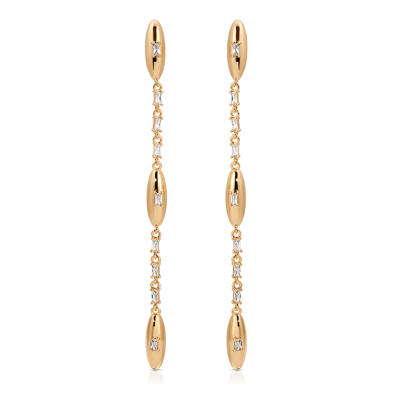 Oval Dome Linear Earrings