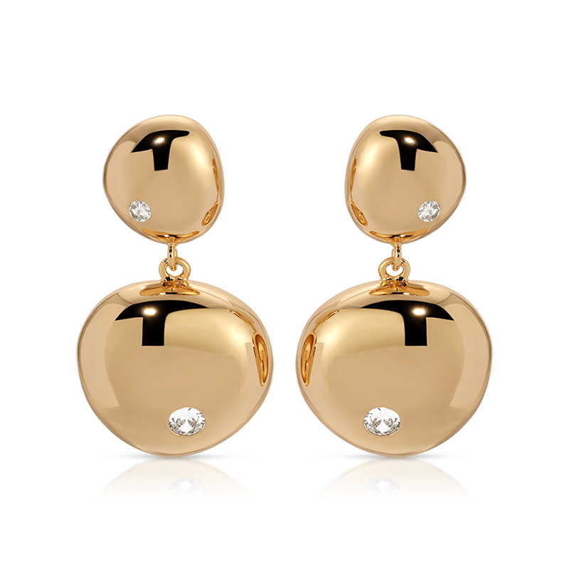 Polished Double Pebble Drop Earrings