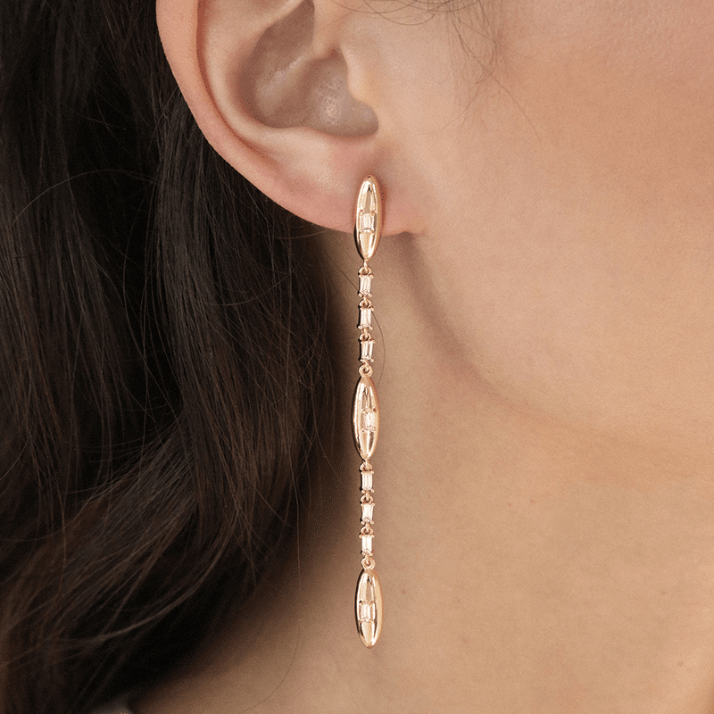 Oval Dome Linear Earrings