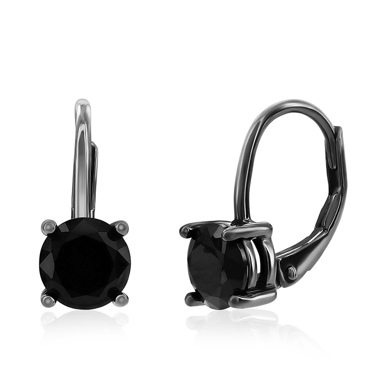 Black Rhodium Lever back Earrings (Black)