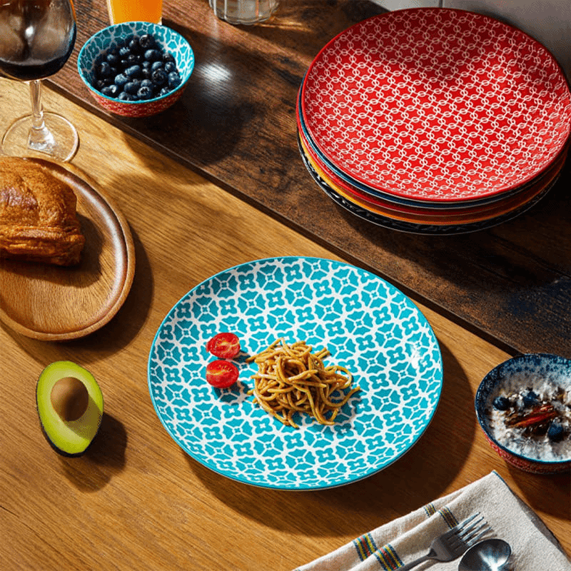 10.5" Ceramic Dinner Plate (6 Pack) (Multicolor)