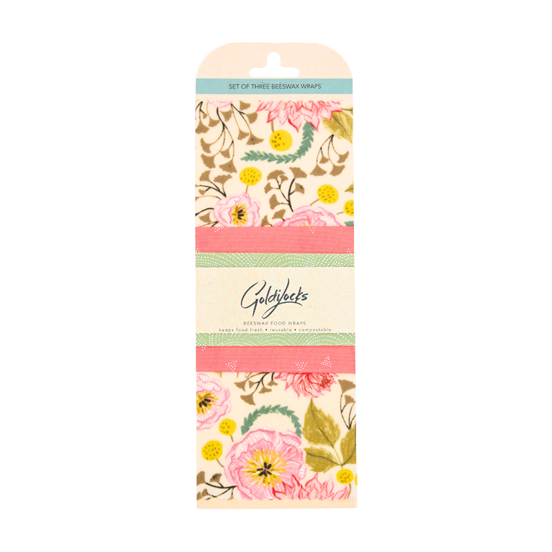 Pink Floral Beeswax Wraps 3x Pack