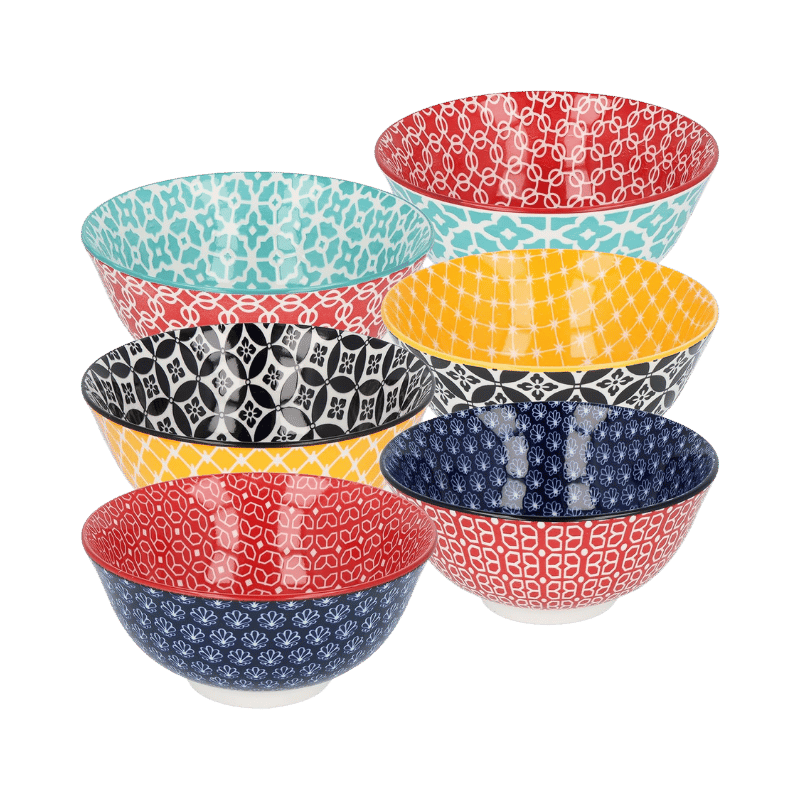 6" Ceramic Bowl (6 Pack) (Multicolor)
