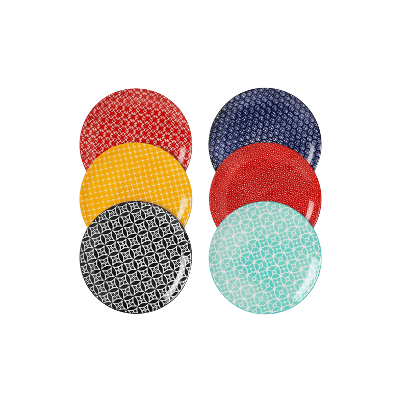 10.5" Ceramic Dinner Plate (6 Pack) (Multicolor)