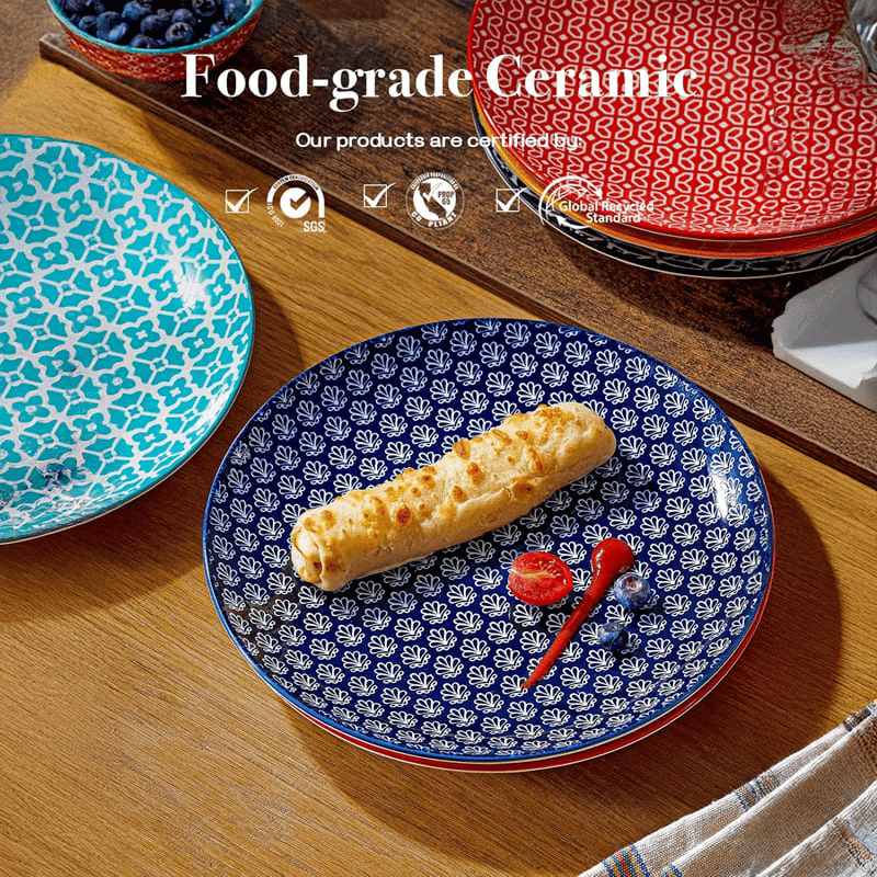 10.5" Ceramic Dinner Plate (6 Pack) (Multicolor)