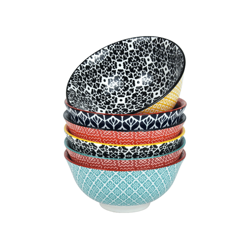 6" Ceramic Bowl (6 Pack) (Multicolor)