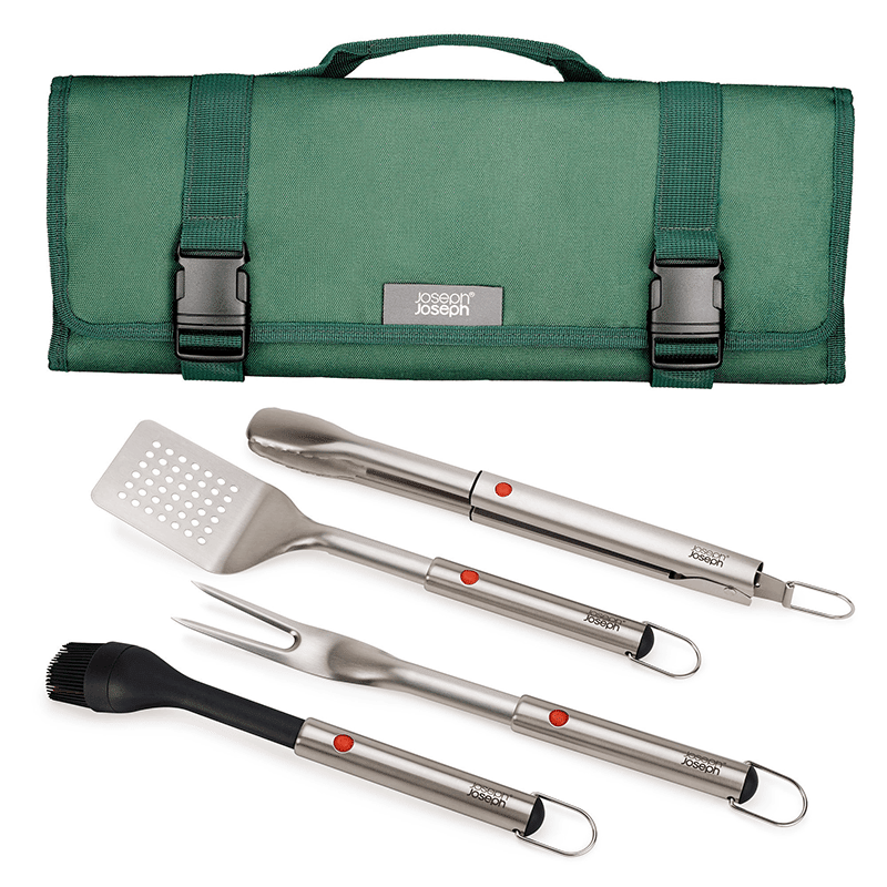 GrillOut 4 Piece BBQ Tool Set with Storage Case