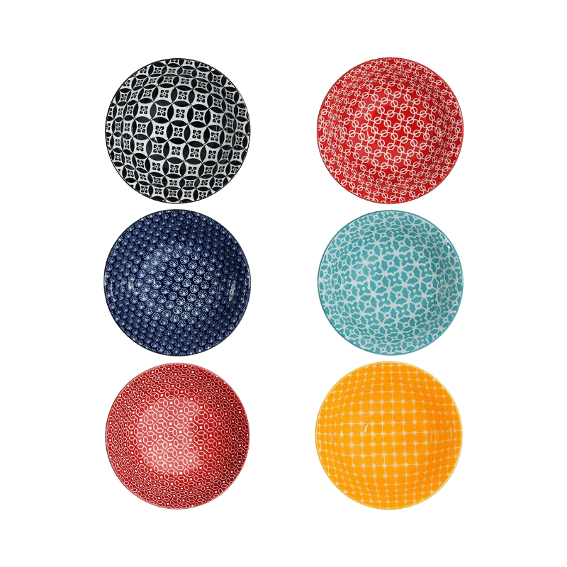 6" Ceramic Bowl (6 Pack) (Multicolor)