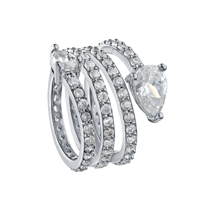 6 Cttw Pear/Rnd Cz Spiral Ring