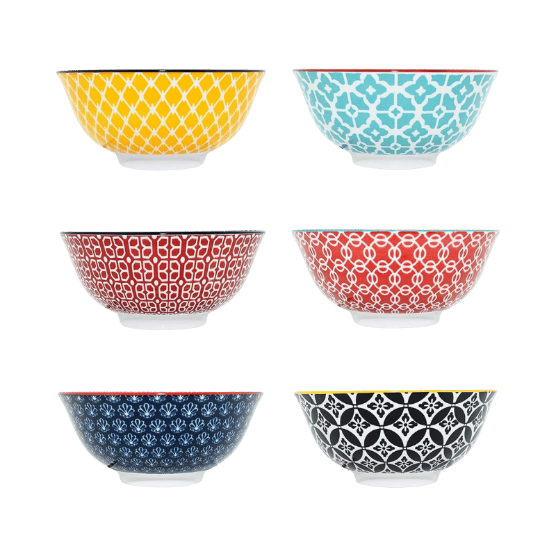 6" Ceramic Bowl (6 Pack) (Multicolor)