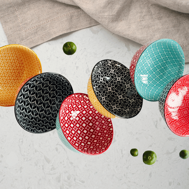 6" Ceramic Bowl (6 Pack) (Multicolor)