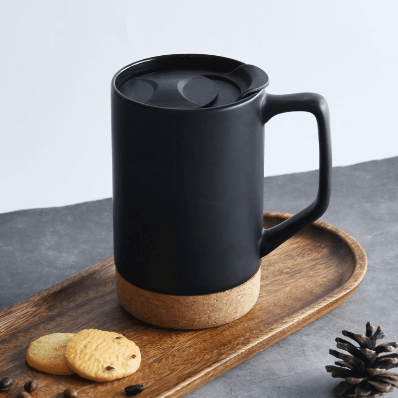 Cork Base Coffee Mug with Lid (2 Pack)