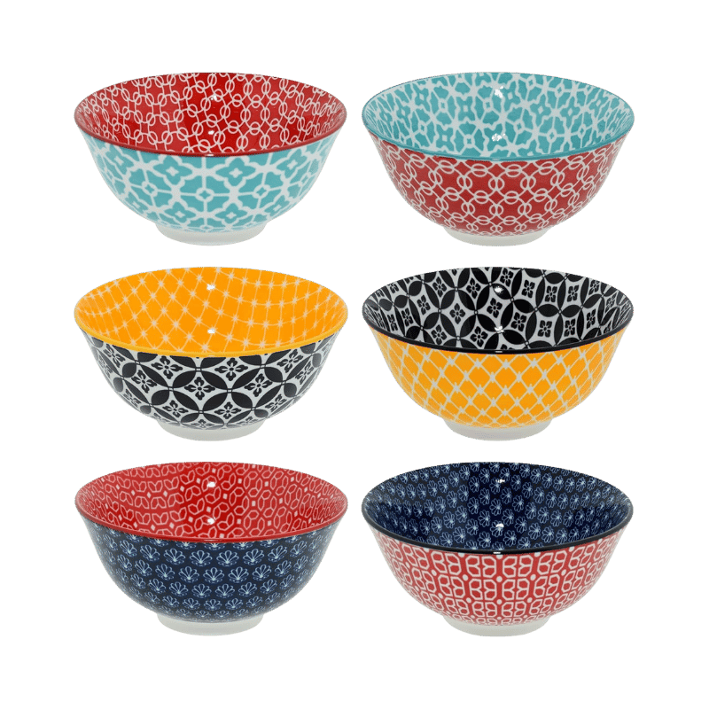 6" Ceramic Bowl (6 Pack) (Multicolor)