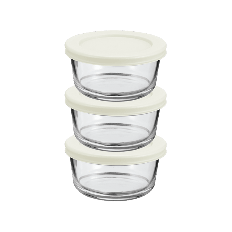 3pack Glass Containers - Cream
