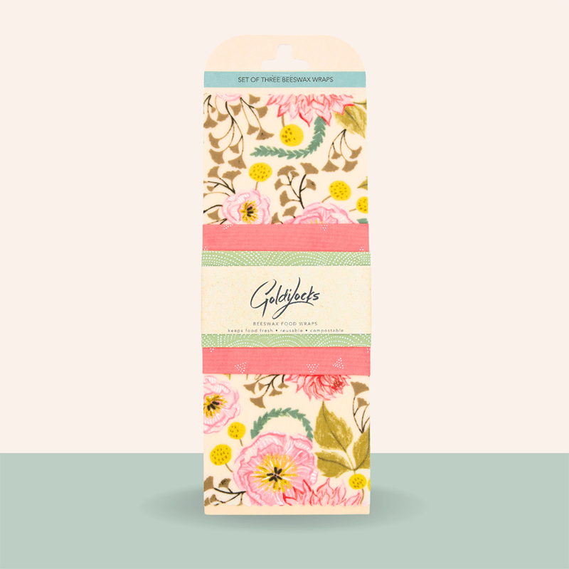 Pink Floral Beeswax Wraps 3x Pack