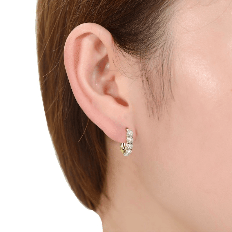 Cubic Zirconia Huggie Hoop Earrings (14K Gold Plated )