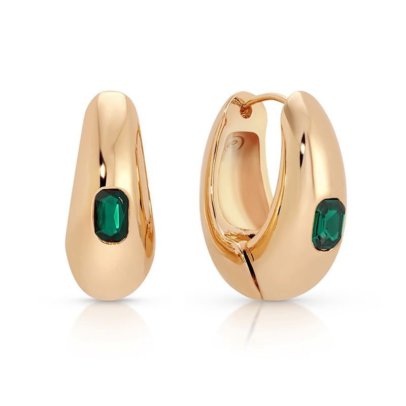 Emerald Deco Hoops