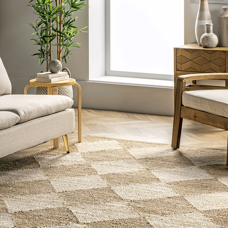 Louie Diamond Checkerboard Jute Area Rug