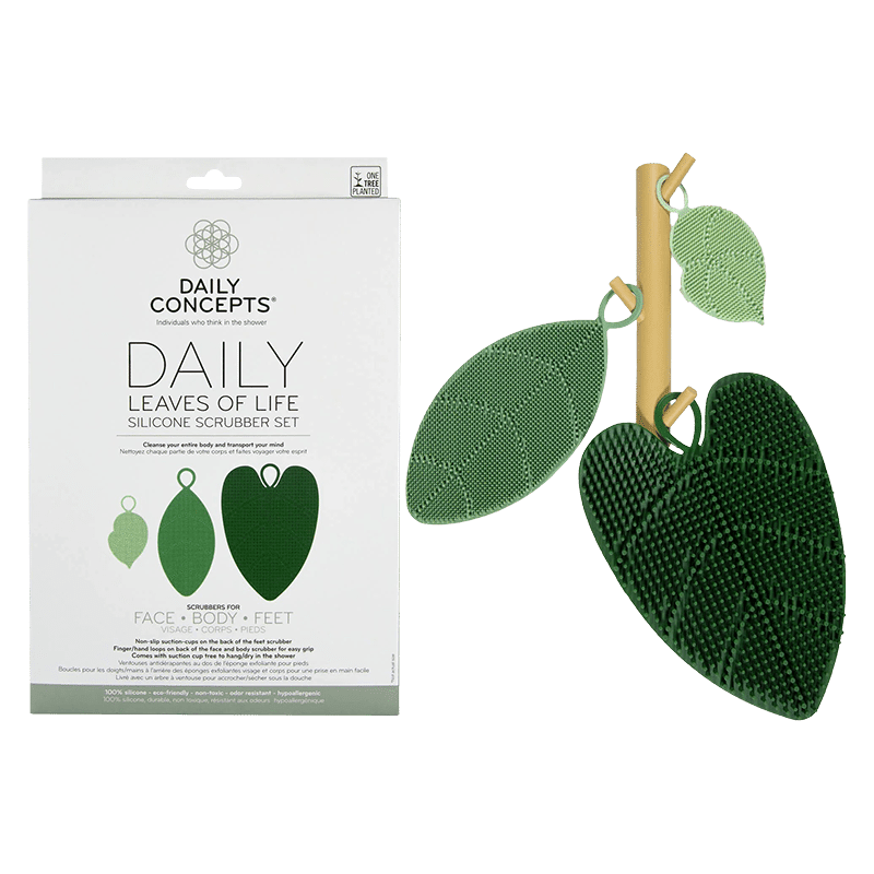 Daily Leaves of Life Silicone Body Scrubber w/ Silicone Cup