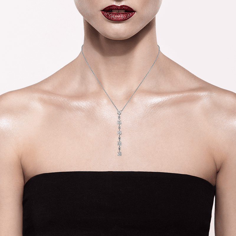 Round Cz Drop Pendant Necklace