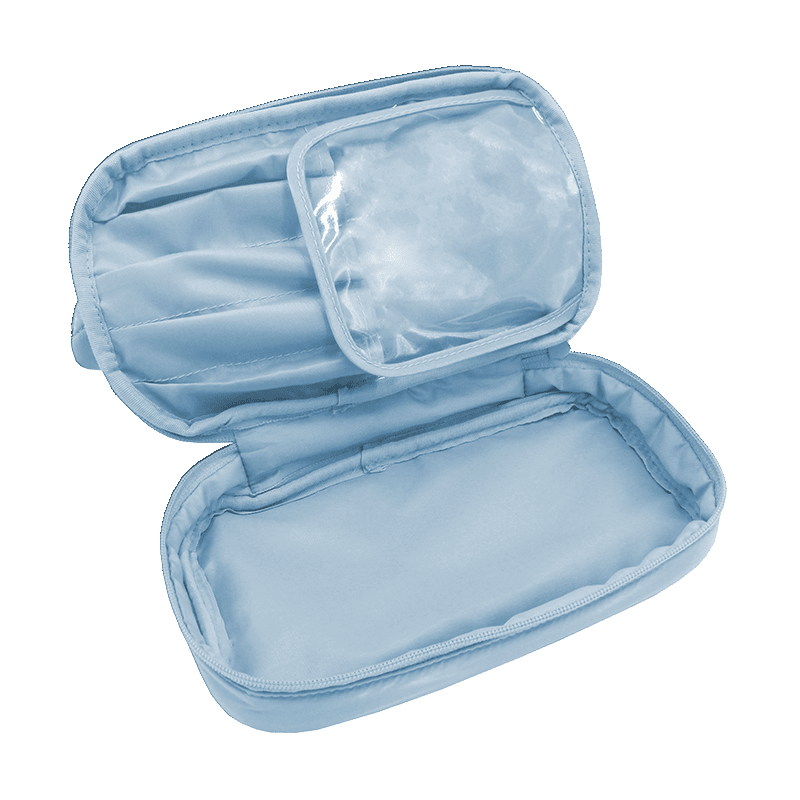 Metallic Beauty Case With Metallic Frame and Drop Bottom-ice