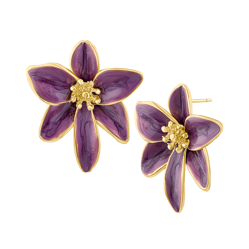 Iris Floral Enamel Earrings