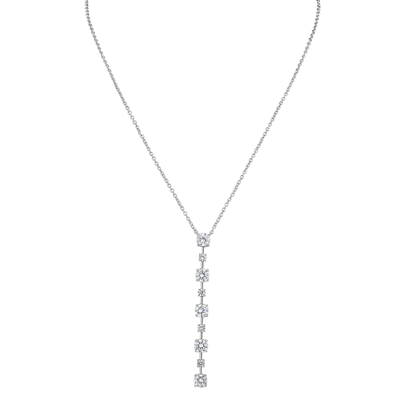Round Cz Drop Pendant Necklace