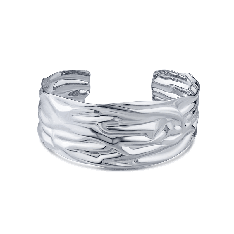 Wide Sculpture Metal Cuff Bracelet