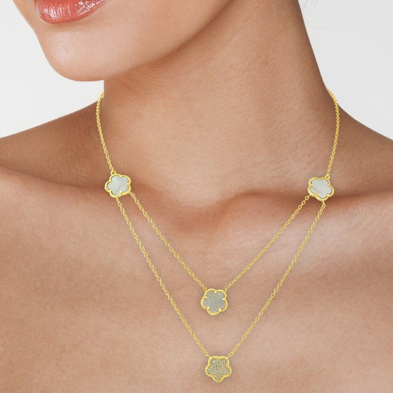 Double 5clover Charm Necklace