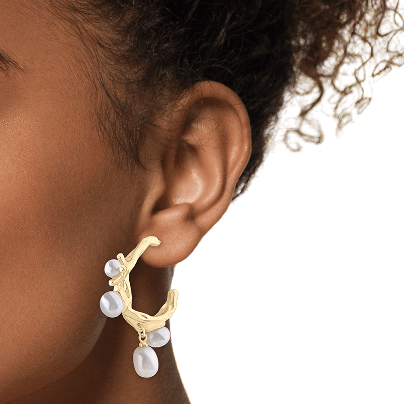 Baroque Pearl Hoop Earrings