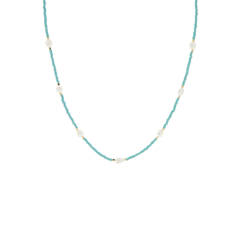 Colorful Seed Bead and Pearl Necklace