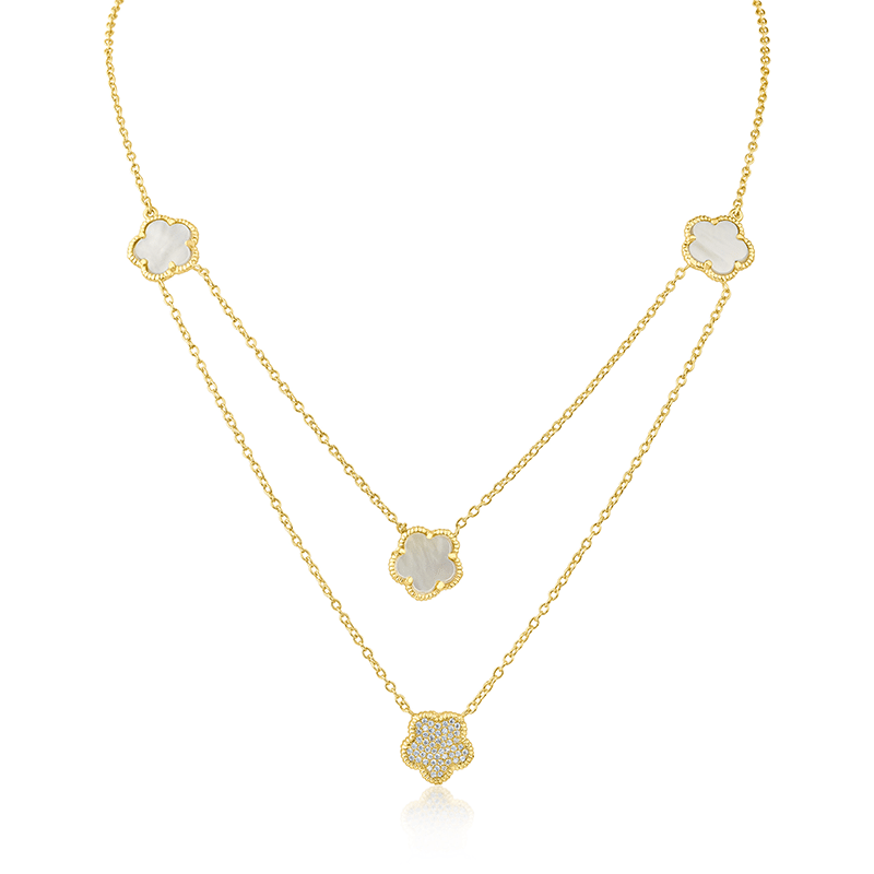 Double 5clover Charm Necklace