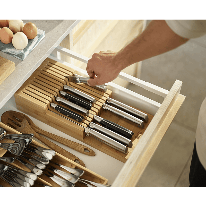 DrawerStore 2-Tier Bamboo Knife Organizer
