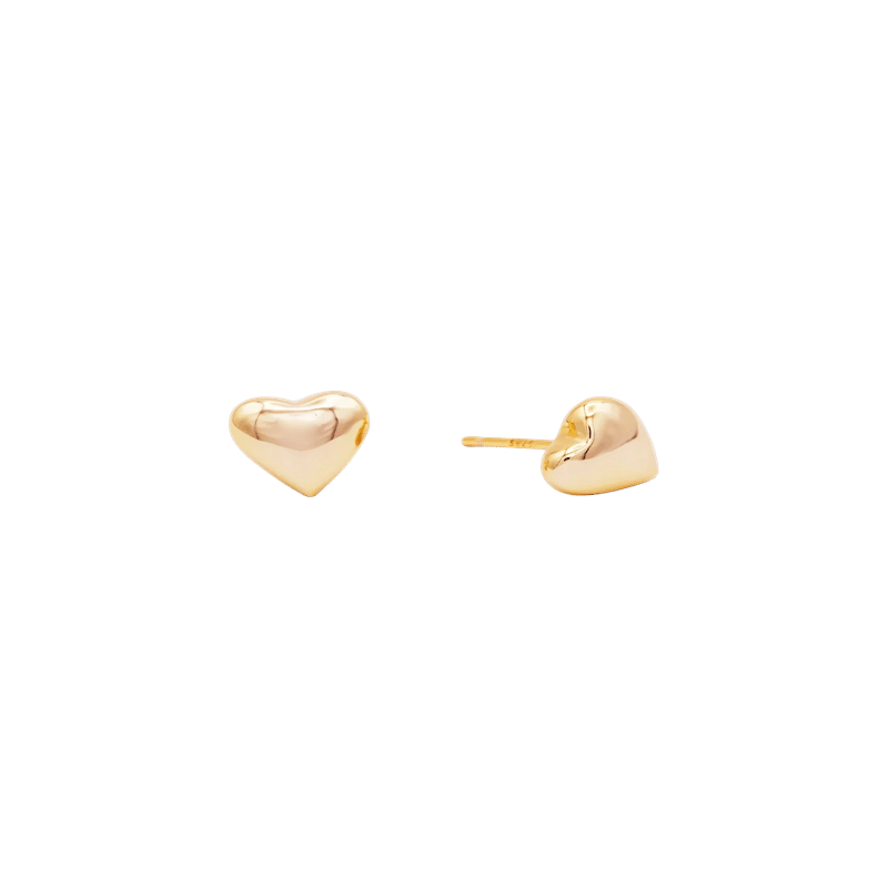 Puffed Gold Heart Earrings
