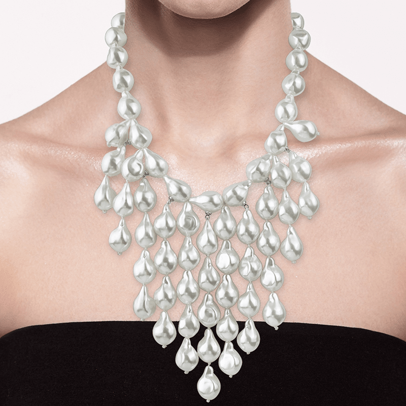 Baroque Pearl Glam Bib Necklace