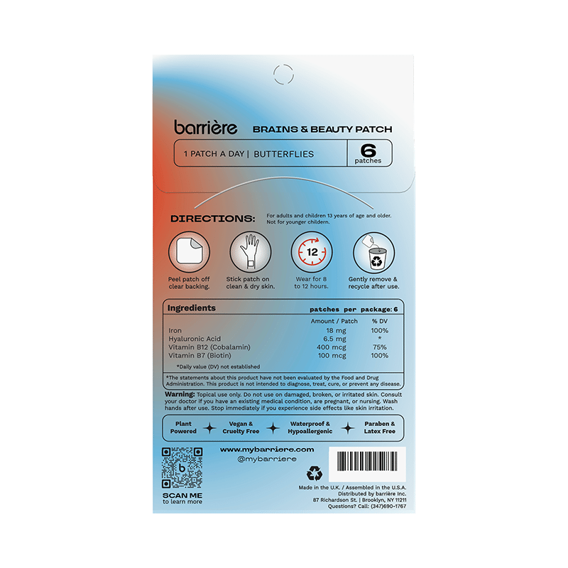 Brains and Beauty Multivitamin Patch in Butterflies Print