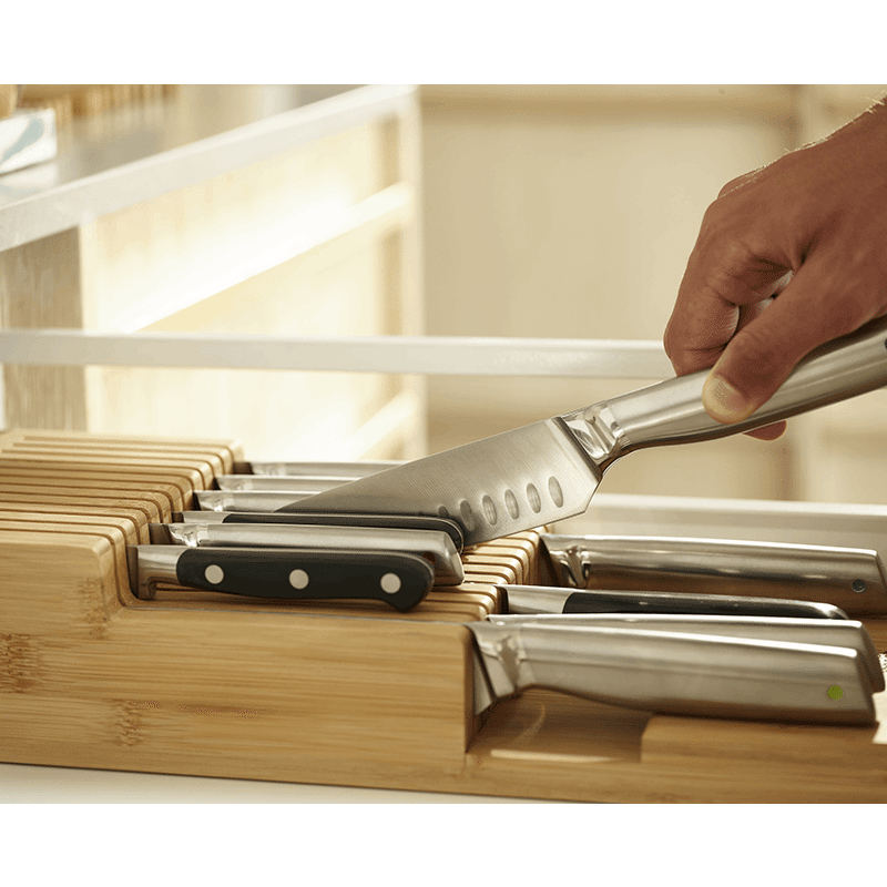 DrawerStore 2-Tier Bamboo Knife Organizer