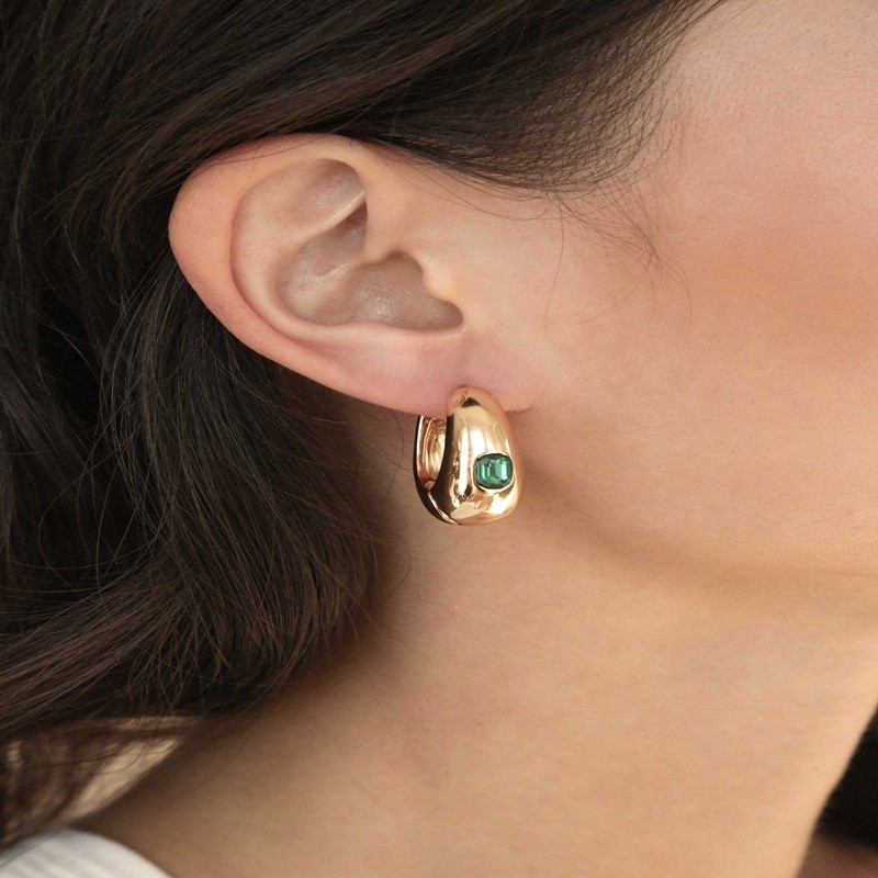 Emerald Deco Hoops