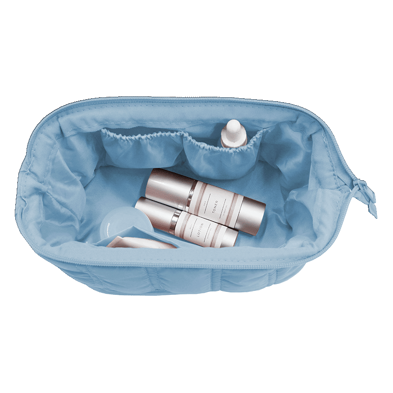 Metallic Beauty Case With Metallic Frame and Drop Bottom-ice