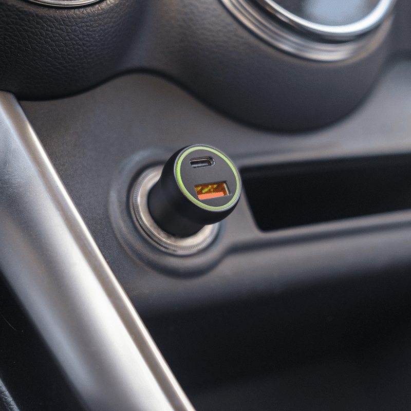 30W Car Charger with 1 USB-C Port & 1 USB-A Port